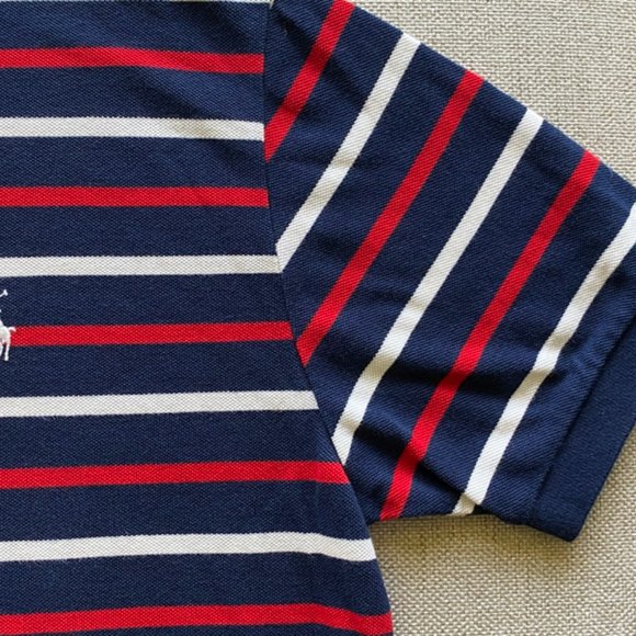 Polo New Men's Cruise Navy Multistripe Mesh Shirt Size Medium - Picture 6 of 8